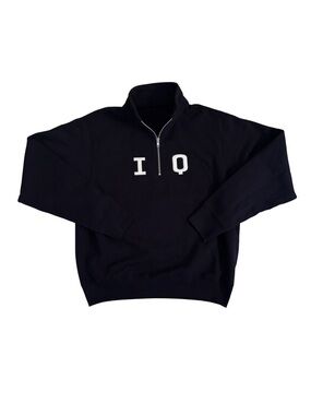 IQ Crew Navy Half-Zip Pullover Sweater with White Lettering